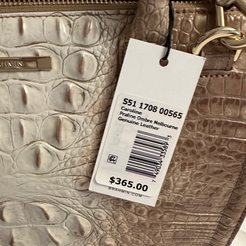 NWT Brahmin Brown and Cream Crocodile Bag - Picture 2 of 3